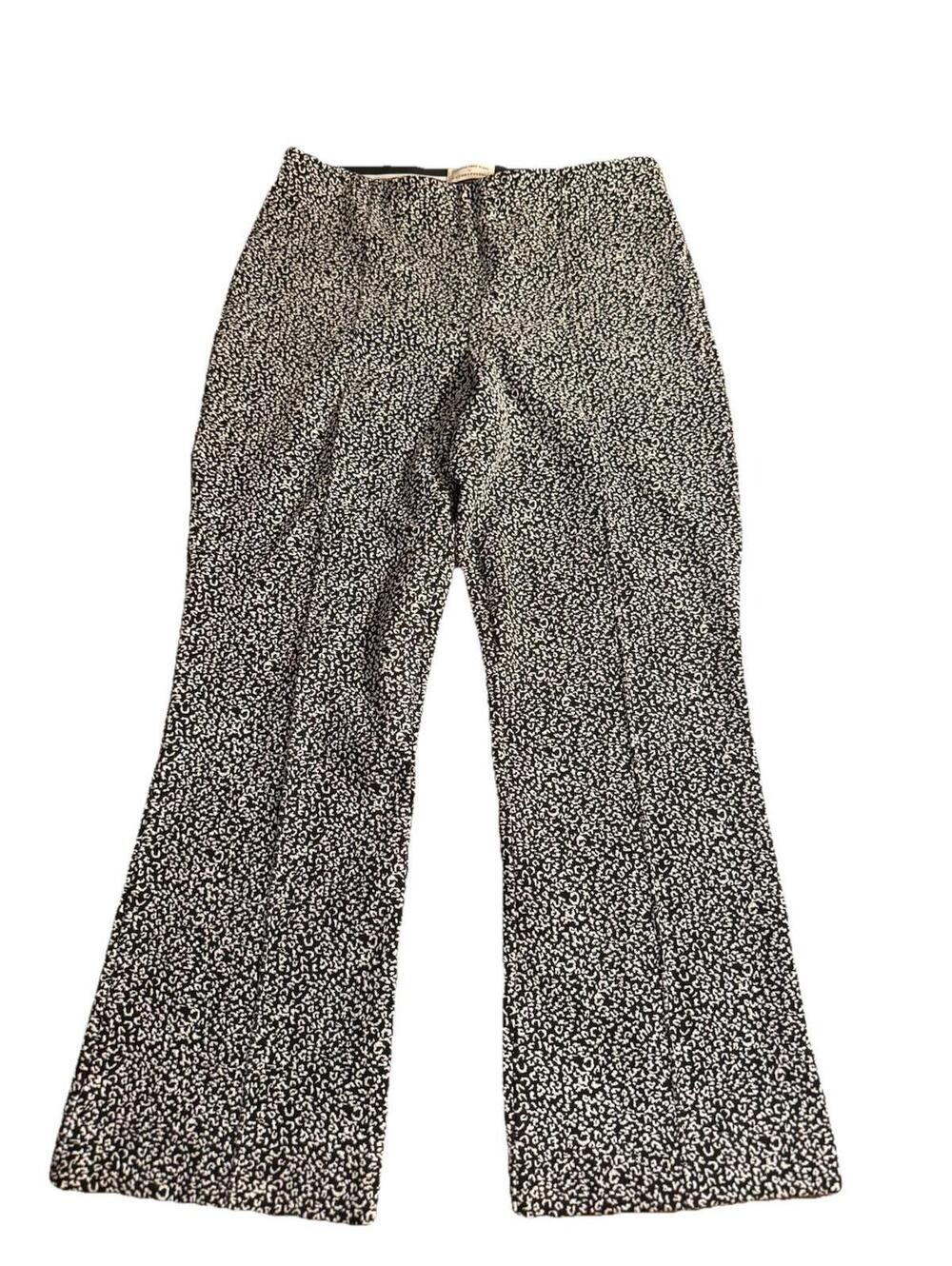 Anthropologie Essential Crop Flare Medium Black White Print Dress Pant